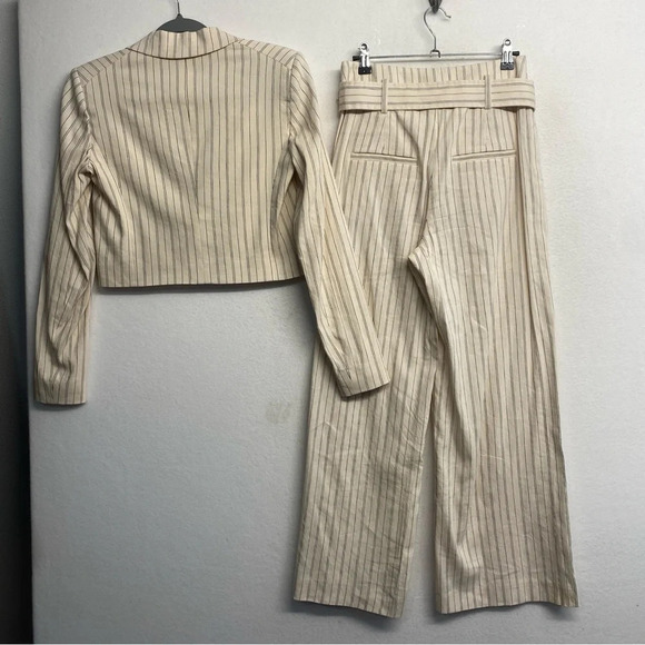 SET Veronica Beard SUIT Armada Blazer Jacket Dexter Trouser Pants Ecru Stripe 2 - Picture 5 of 12